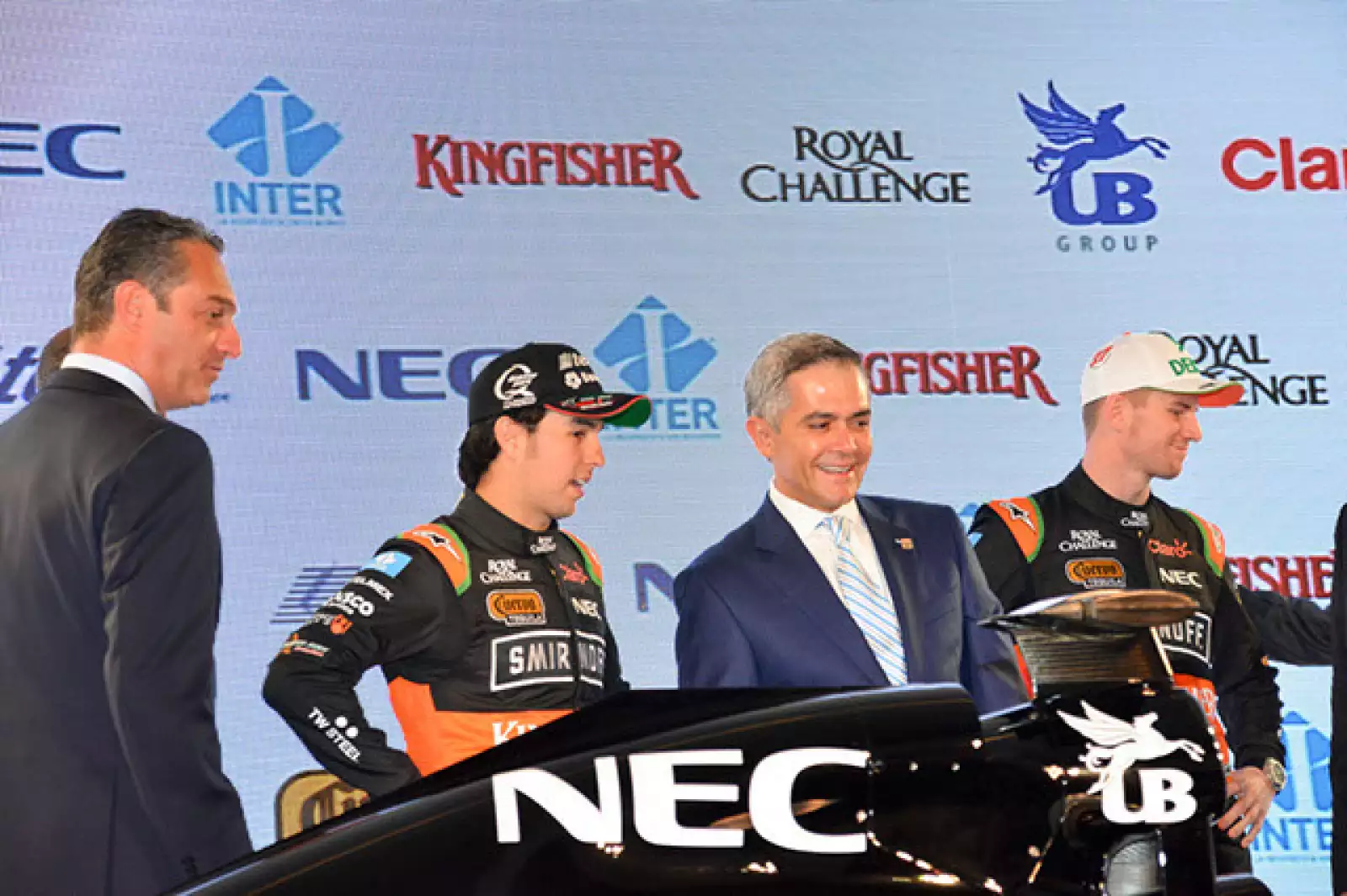 Carlos Slim Domit,Francisco Maza,Checo Pérez,Miguel Ángel Mancera,Nico Hulkenberg