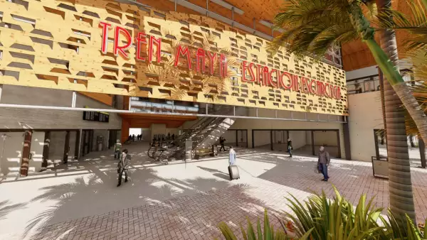 Entrada de la estación de Escárcega del Tren Maya