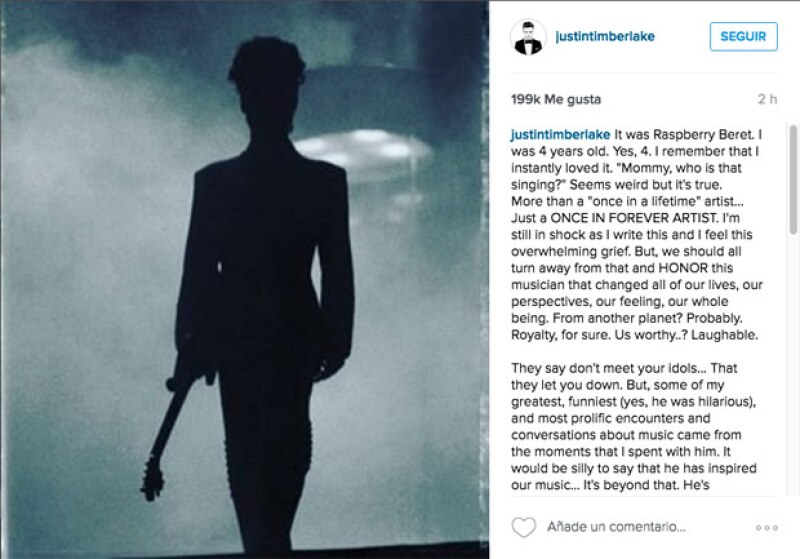 Justin Timberlake publicó esto después de la muerte del cantante.