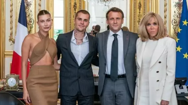 Justin Bieber con Emmanuel Macron en el Elíseo de París