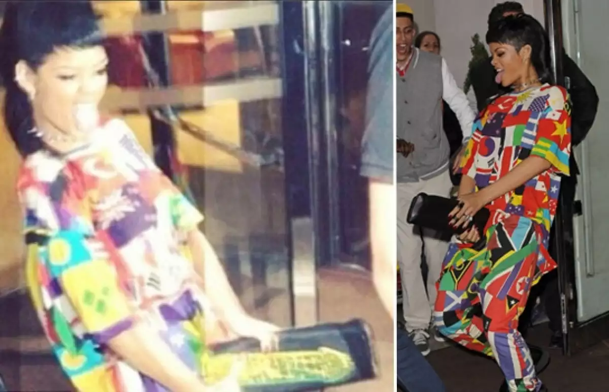 La cantante sorprendió a sus fanáticos a las afueras del un hotel en Londres con movimientos explicitamentes sexuales, complementados por un bolso con una imagen fálica.