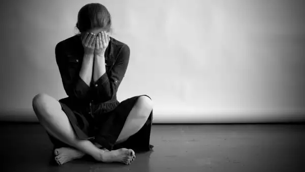 Depressed woman in monochrome