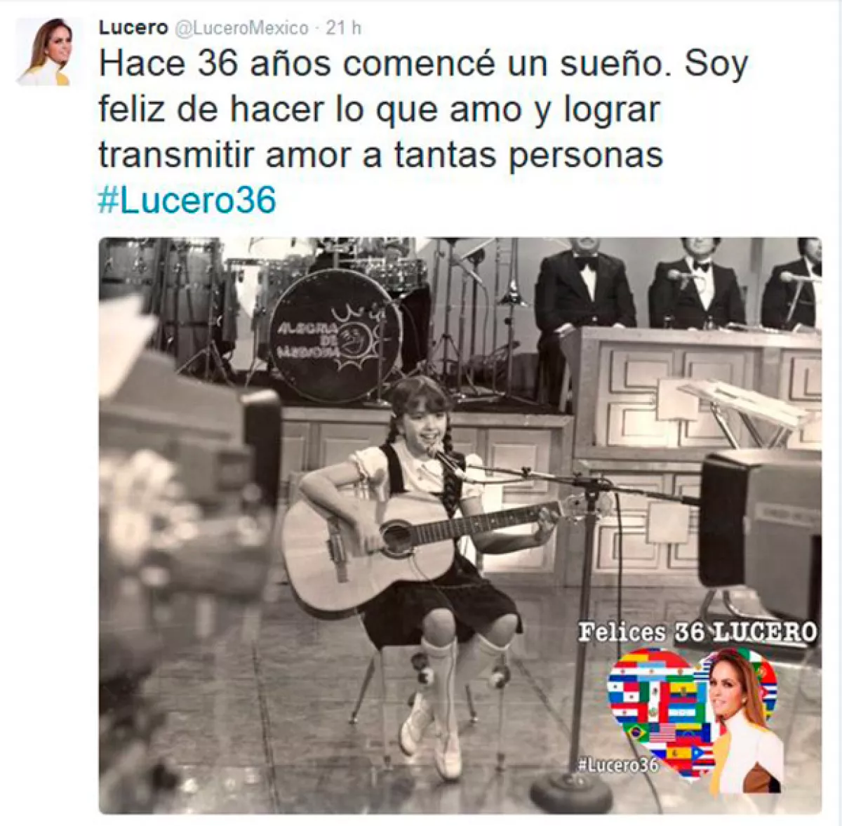 La cantante agradeció las muestras de cariño y el apoyo de sus fans a lo largo de los años.