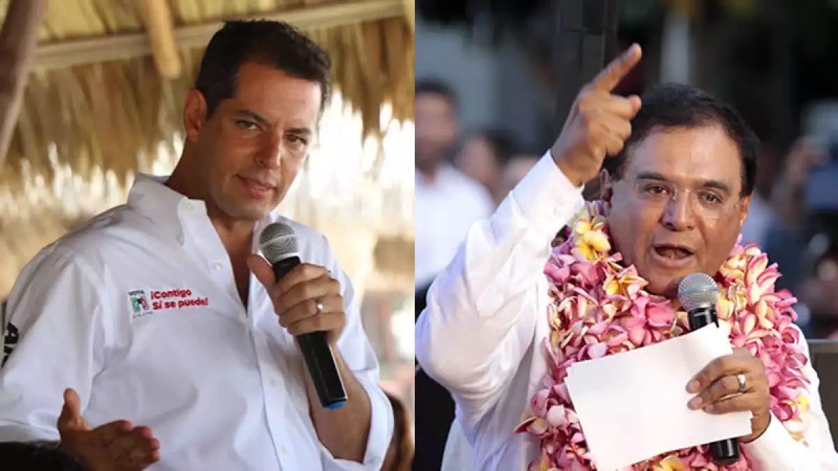 Alejandro Murat (izquierda) de la coalición PRI-PVEm-Panal y Benjamín Robles Montoya del Partido del Trabajo (derecha).