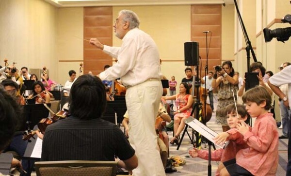 Plácido Domingo durante los ensayos.