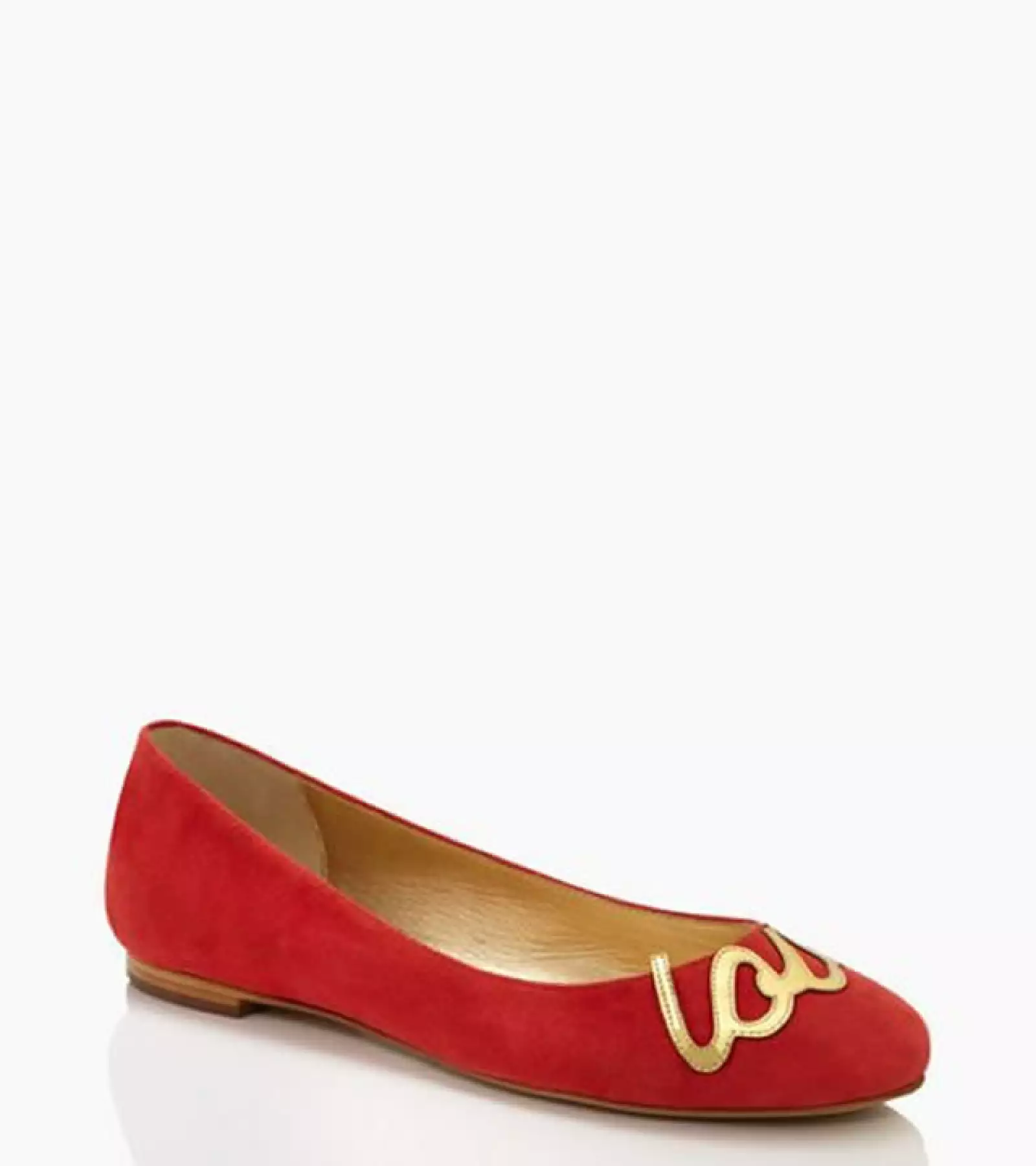 Flats de gamuza rojos con la palabra