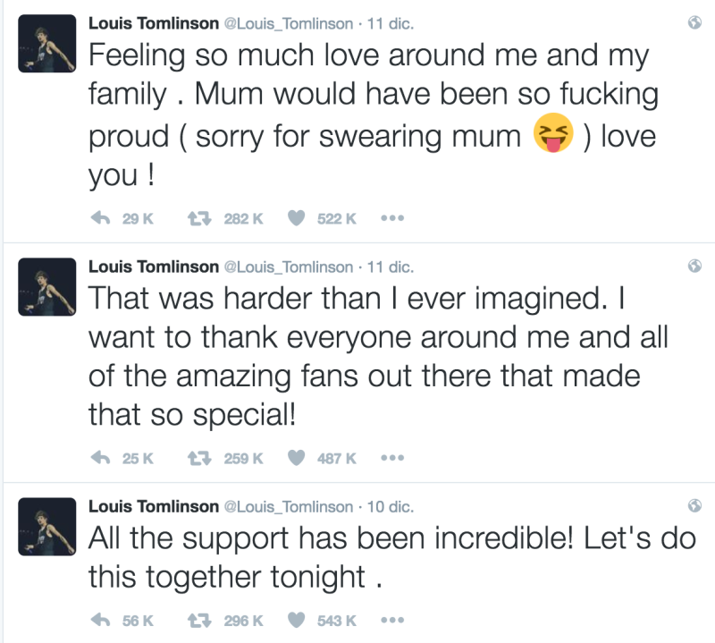 Louis Tomlinson agradece en Twitter por apoyo