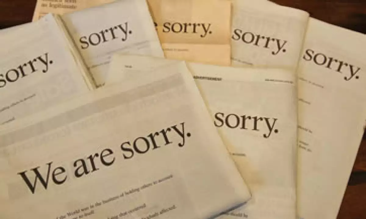 La disculpa se publicó a página completa con un mensaje personal titulado ‘Pedimos perdón’. (Foto: Reuters)
