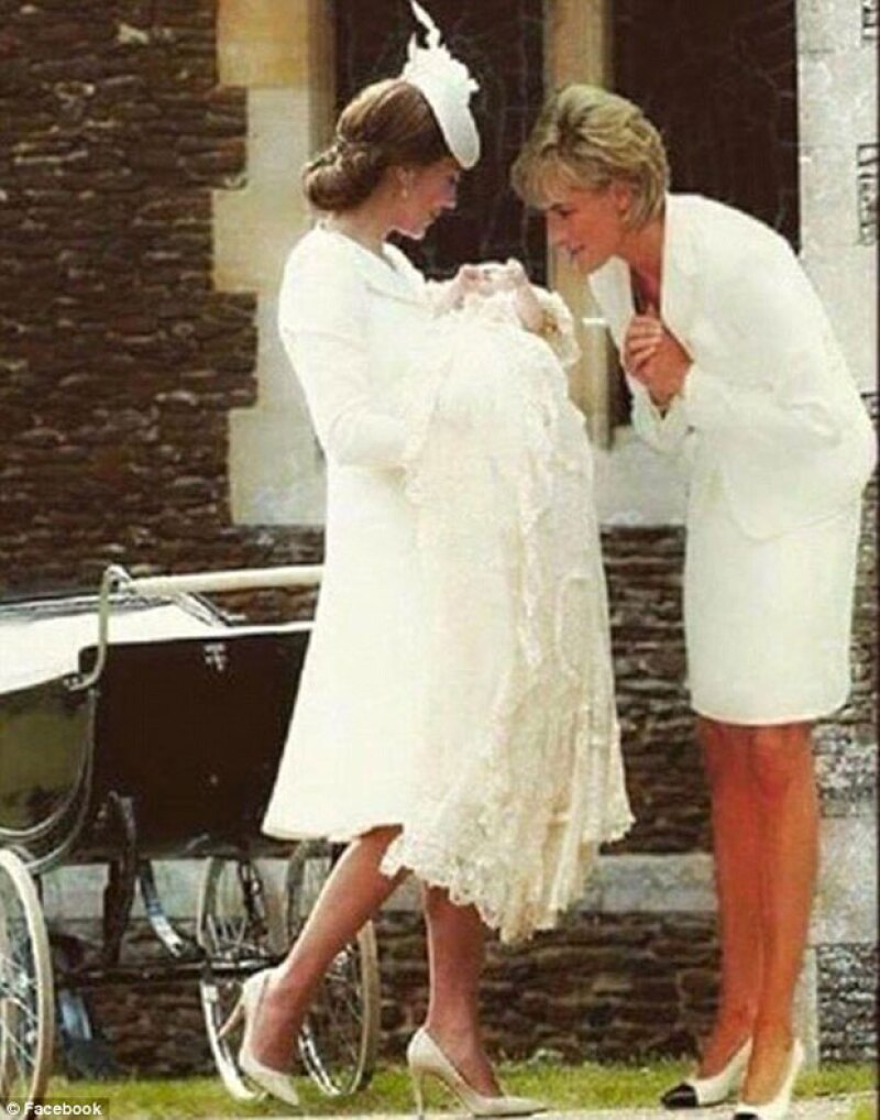 Una imagen que ha circulado por las redes sociales se volvió viral luego de que en ella se mostrara el bautizo de la hija de los duques de Cambridge con un miembro muy especial presente: su abuela.