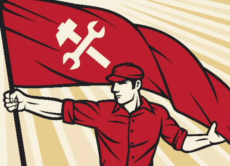 trabajador y bandera