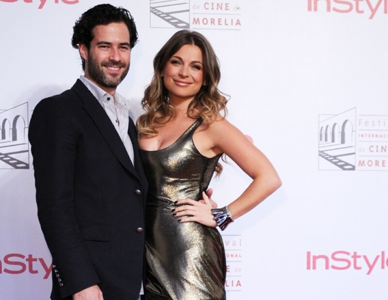 Ludwika y Emiliano durante la alfombra roja del Festival Internacional de Cine de Morelia.