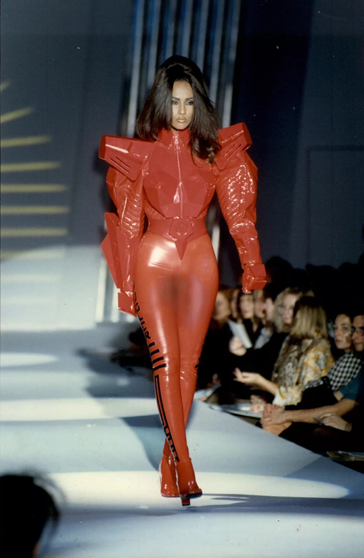 Iman Fashion Model On Catwalk In Futuristic Fashions By Thierry Mugler (not Shown) 1990.