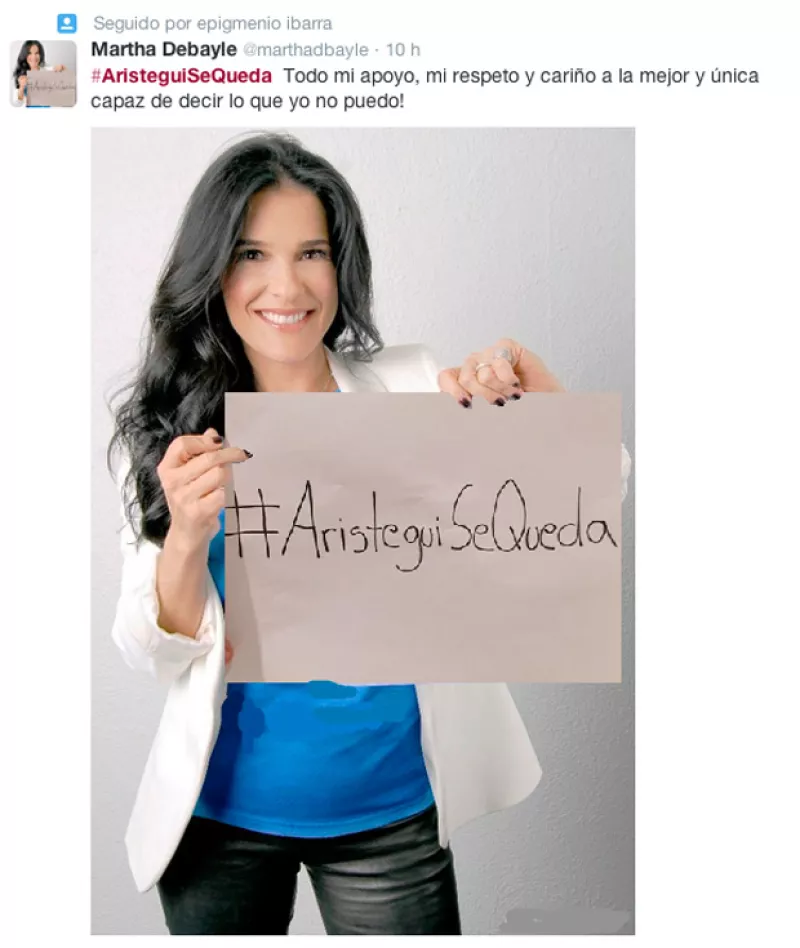 El despido de la periodista ha causado que personajes como Kate del Castillo, Cecilia Suárez, Epigmenio Ibarra, Denise Dresser, se manifiesten en las redes defendiendo la libertad de expresión.