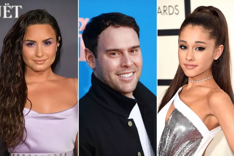 Demi Lovato, Scooter Braun y Ariana Grande 