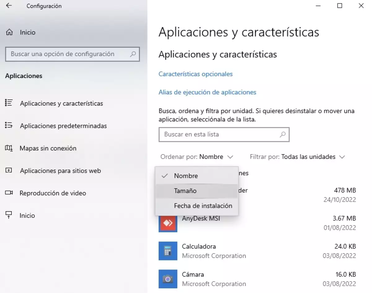 Desinstalar aplicaciones