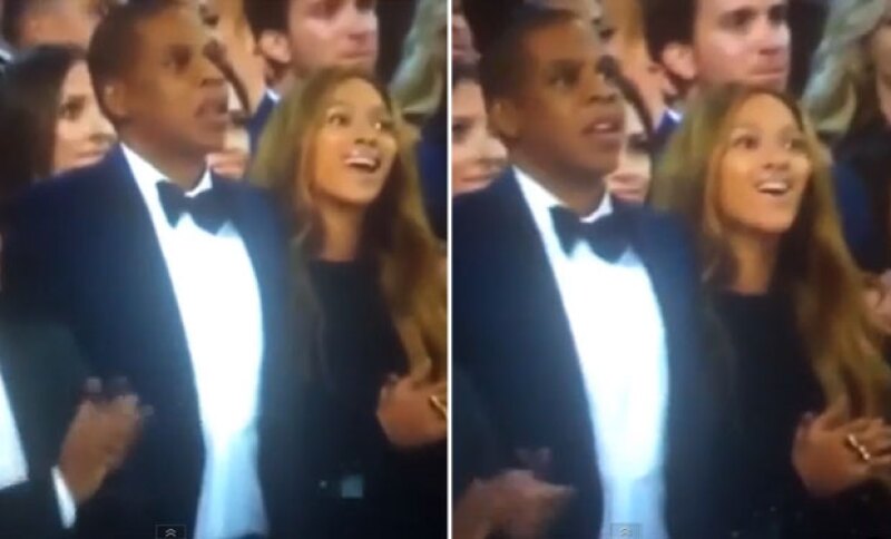 Jay-Z y Beyoncé no pudieron ocultar su reacción.