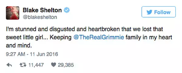 Blake Shelton llevó su sentir a Twitter.