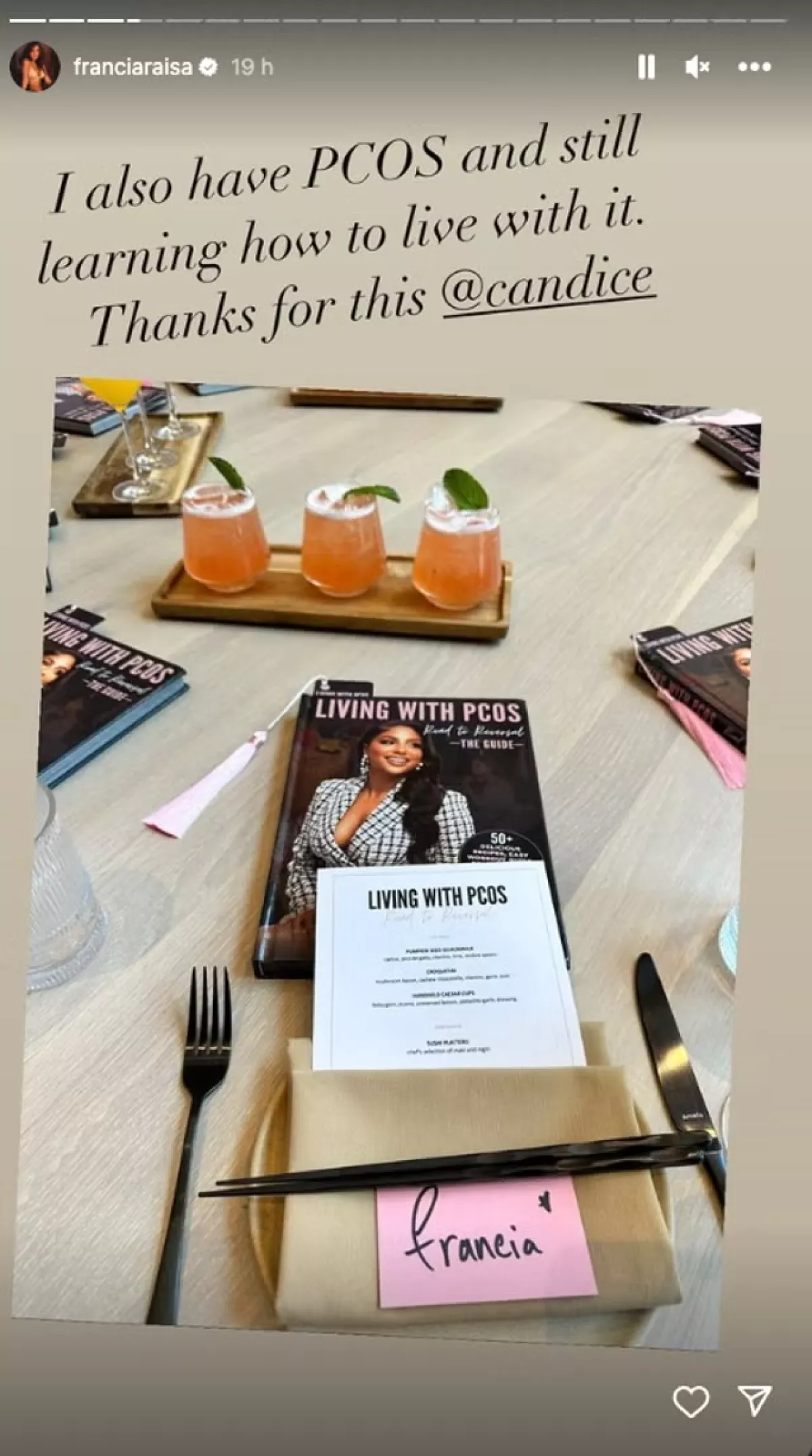 Captura de pantalla de storie de Francia Raisa