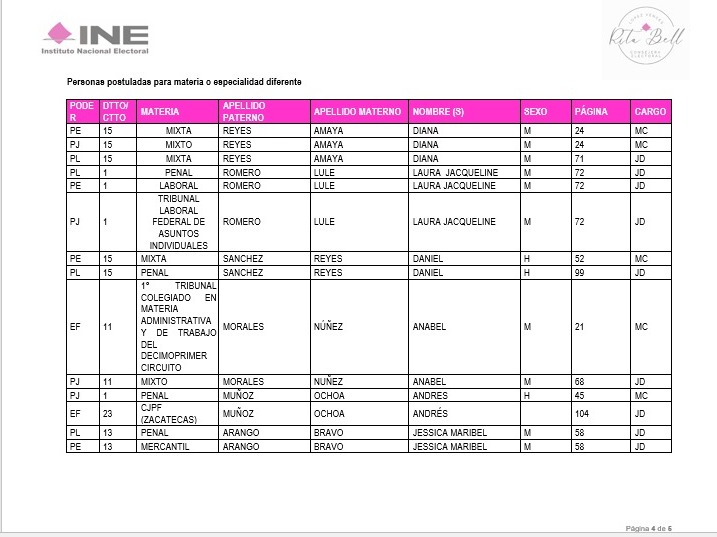 INE publishes list with errors sent by the Senate of the judicial candidates